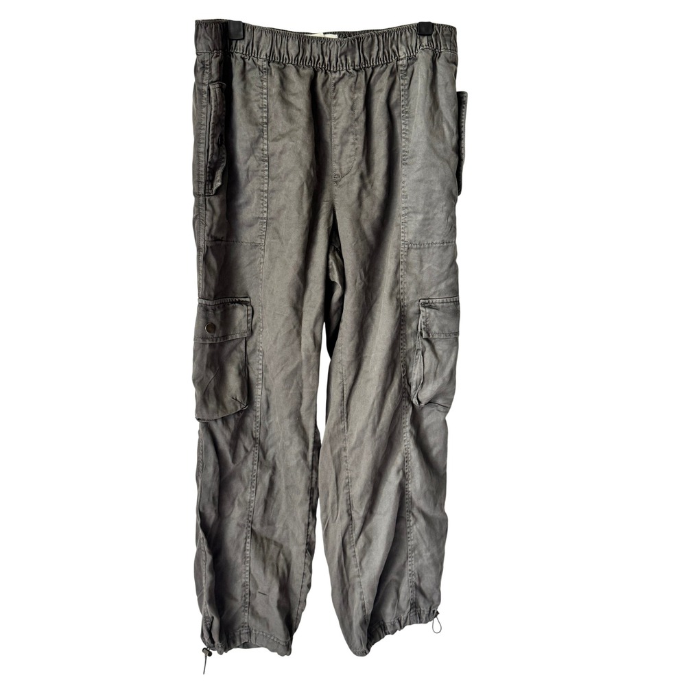 C&C California Gray Lyocell Cargo Pants Elastic Waist Bungee Hem Size M